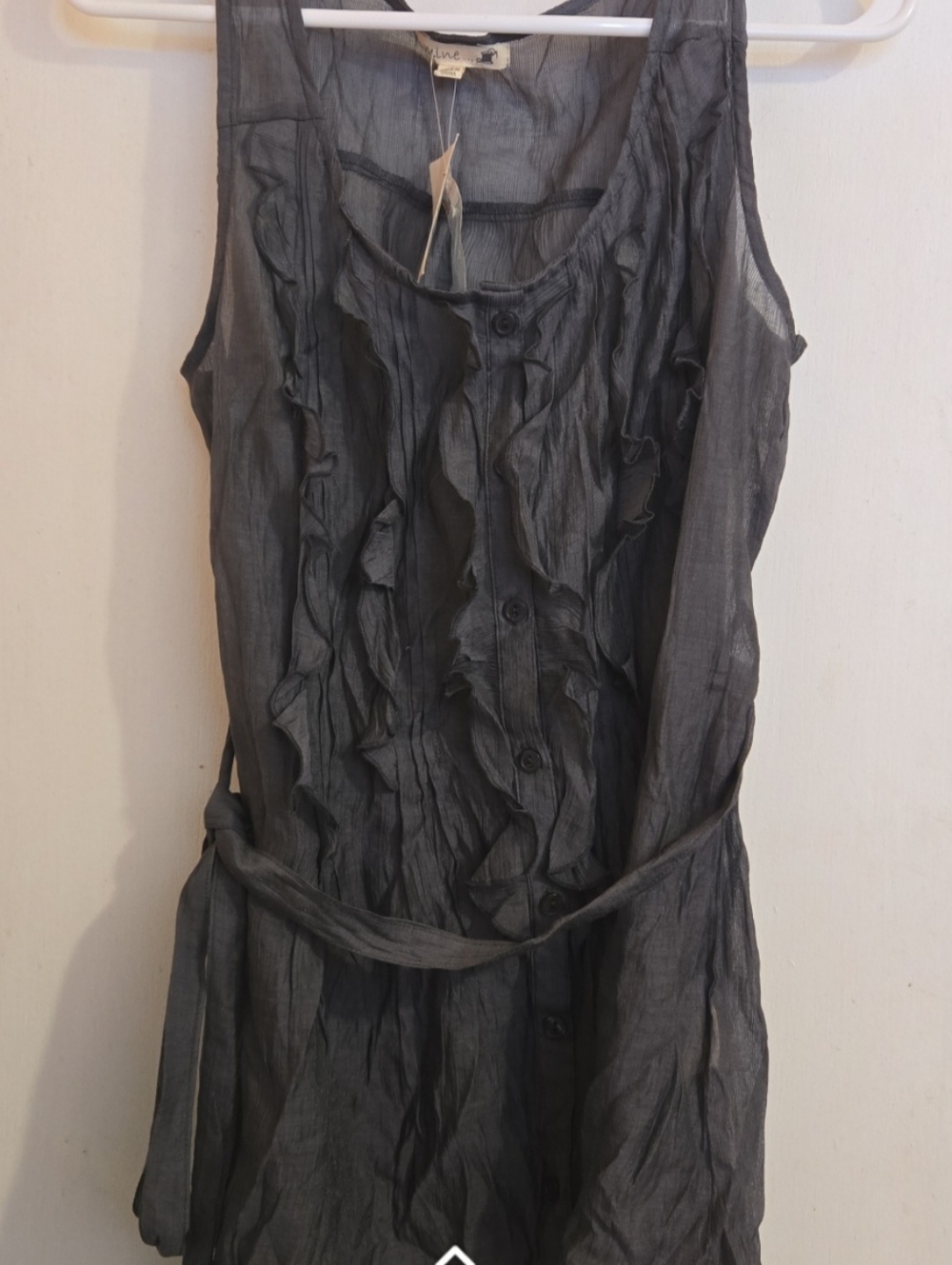 Mine Slate Gray Sleeveless Ruffle-Front Dress SIZE MEDIUM
